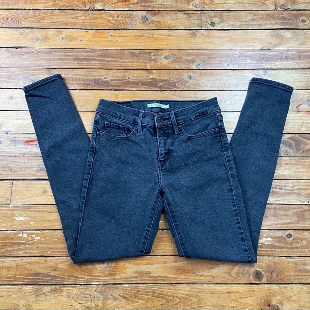 Levis 311 jeans faded black shaping skinny mid rise slimming forever classic 25